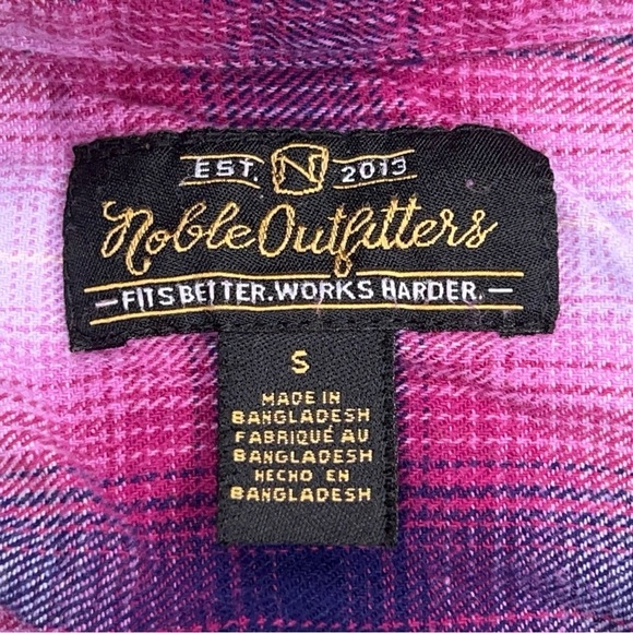 Small Noble Outfitters Womens Purple Pink Fuchsia Cotton Flannel Long Sleeve - Picture 11 of 16